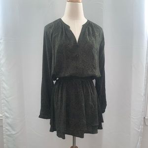 Rails green long sleeve mini dress with stretchy waist